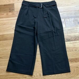 Cynthia Rowley high waisted wide leg crop black pants with belt size 14